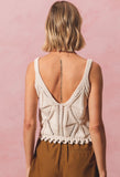 Cream Cropped Knit Tank