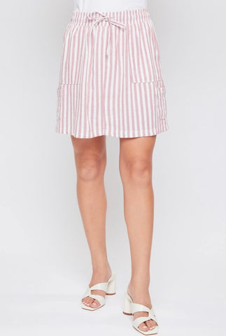 Red Stripe Linen Skirt