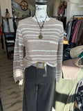 Beige Sequin Stripe Sweater