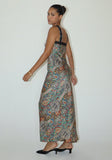 Multicolor Paisley Print Satin Dress