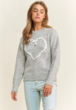 Grey Lace Heart Sweater