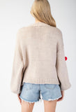 Cream 3D Heart Cardigan