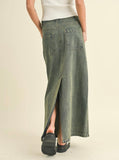 Denim Belted Maxi Skirt