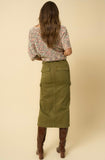 Olive Cargo Slit Skirt