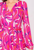 Pink Print Wrap Dress