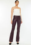 Wine Leatherlike Flare Pants