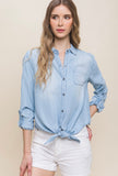 Denim Button Down Tie Top