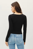 Black Square Neck Long Sleeve Top