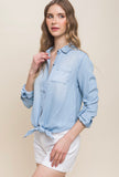 Denim Button Down Tie Top