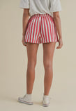 Red Stripe Linen Shorts