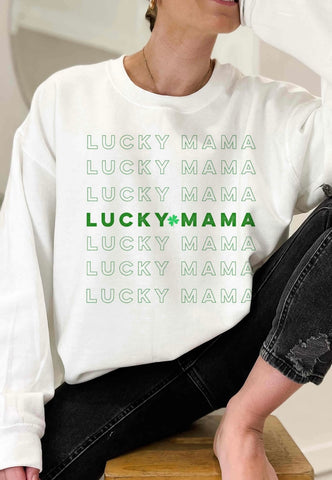 White Lucky Mama Sweatshirt