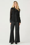 Black Sheer Tuxedo Button Down Top