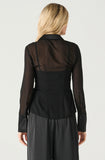 Black Sheer Tuxedo Button Down Top