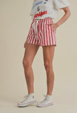 Red Stripe Linen Shorts