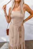 Taupe Belted Maxi Dress