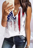 White V-Neck Flag Tank