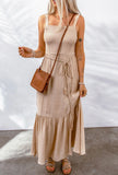 Taupe Belted Maxi Dress