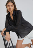 Black Sheer Button Down