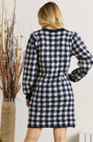 Navy Check Sweater Dress