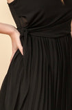 Black Sleeveless Accordion Maxi Dress