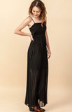 Black Sleeveless Accordion Maxi Dress