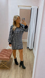 Navy Check Sweater Dress