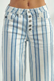 Striped Wide Leg Cropped Jeans